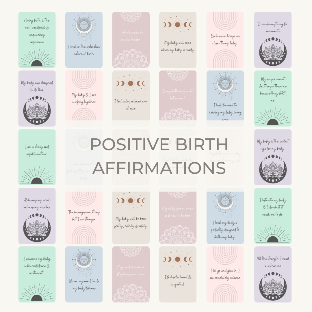 Positive Birth Affirmation Cards Kit (Digital Download) - Mumma Bear Mum And Baby