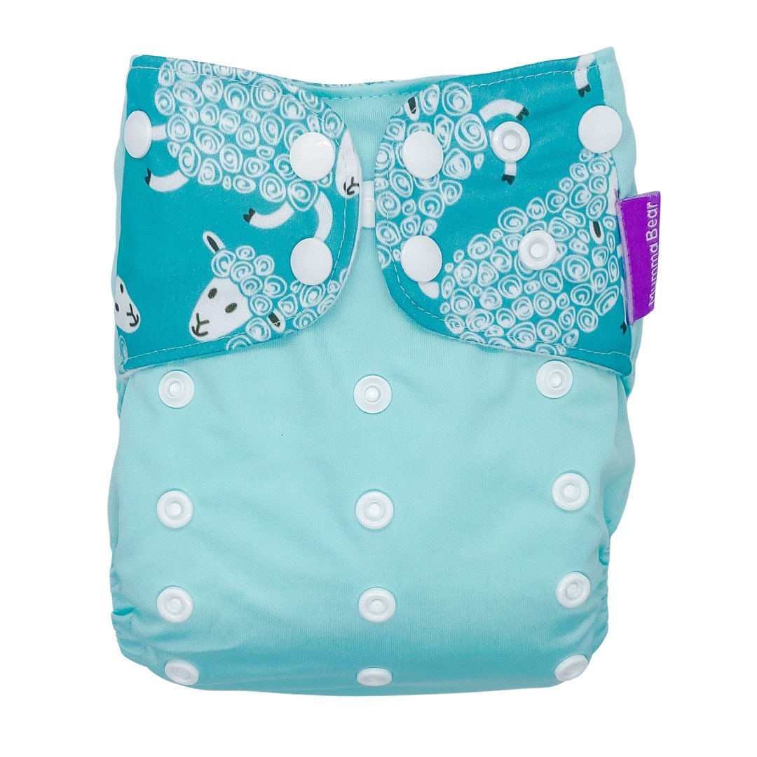 Suede Cloth Nappy - Counting Sheep - Mumma Bear Mum And Baby