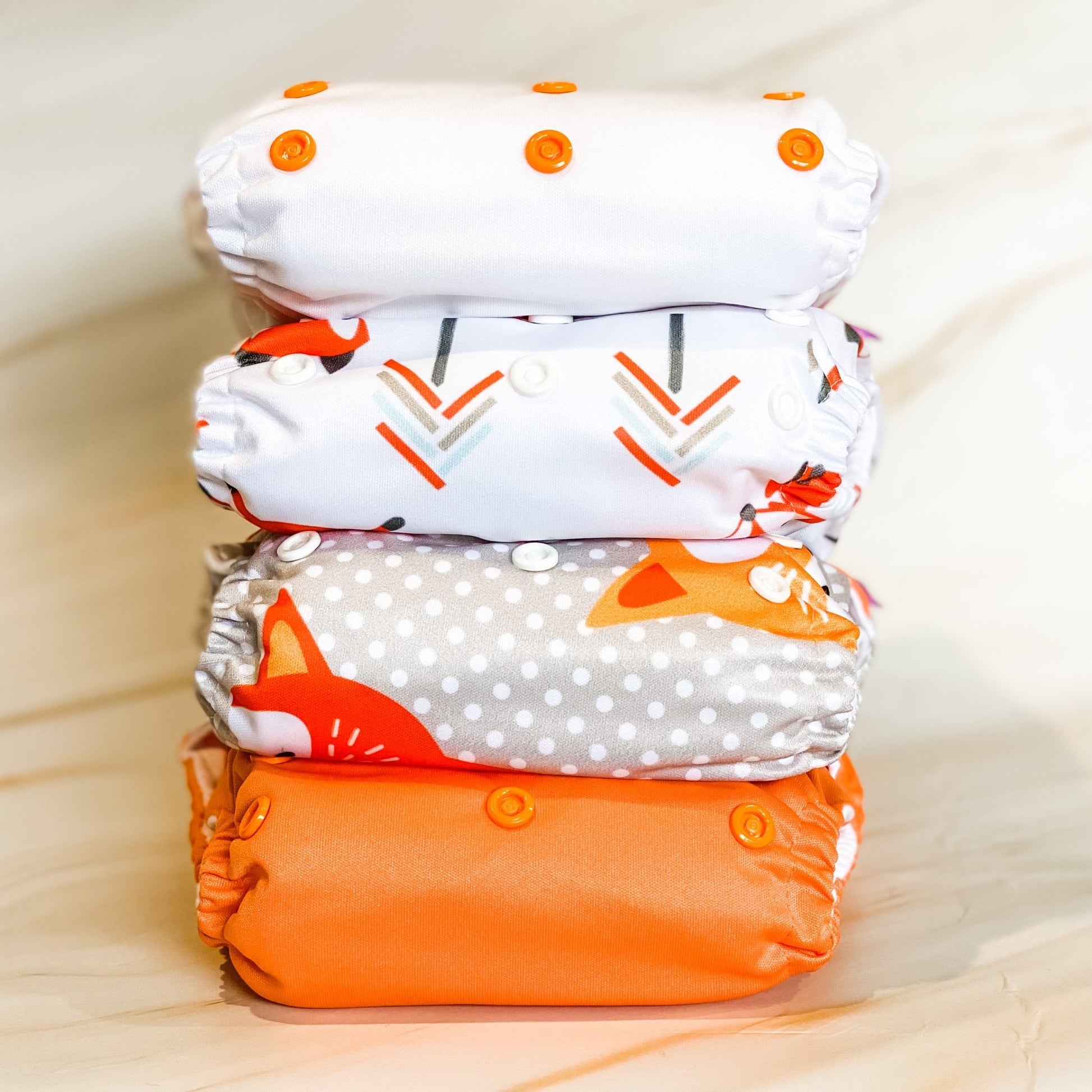 Suede Cloth Nappy - Fox & Dots - Mumma Bear Mum And Baby