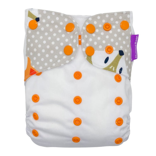 Suede Cloth Nappy - Fox & Spots - Mumma Bear Mum And Baby