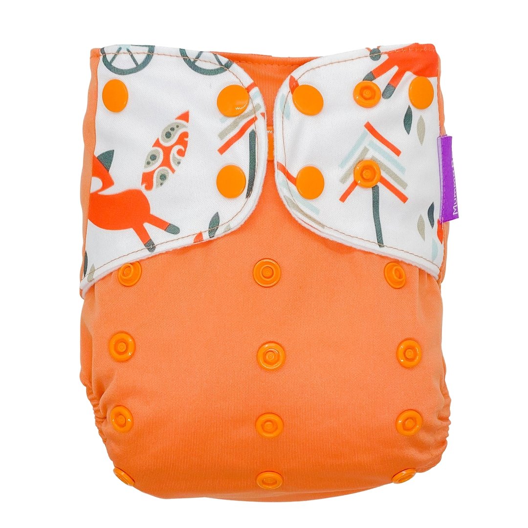 Suede Cloth Nappy - Foxy Fun - Mumma Bear Mum And Baby