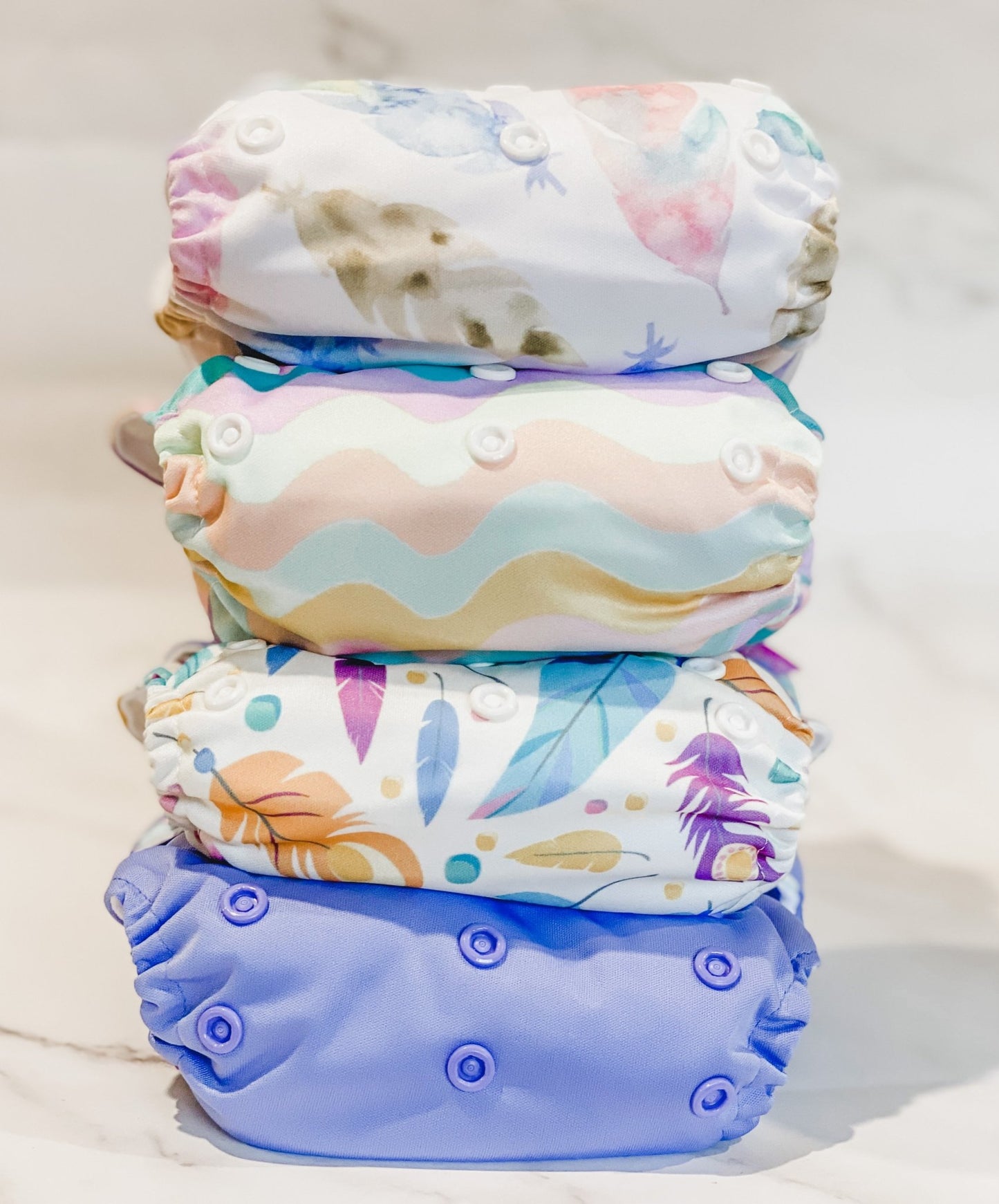 Suede Cloth Nappy - Lavender Waves - Mumma Bear Mum And Baby