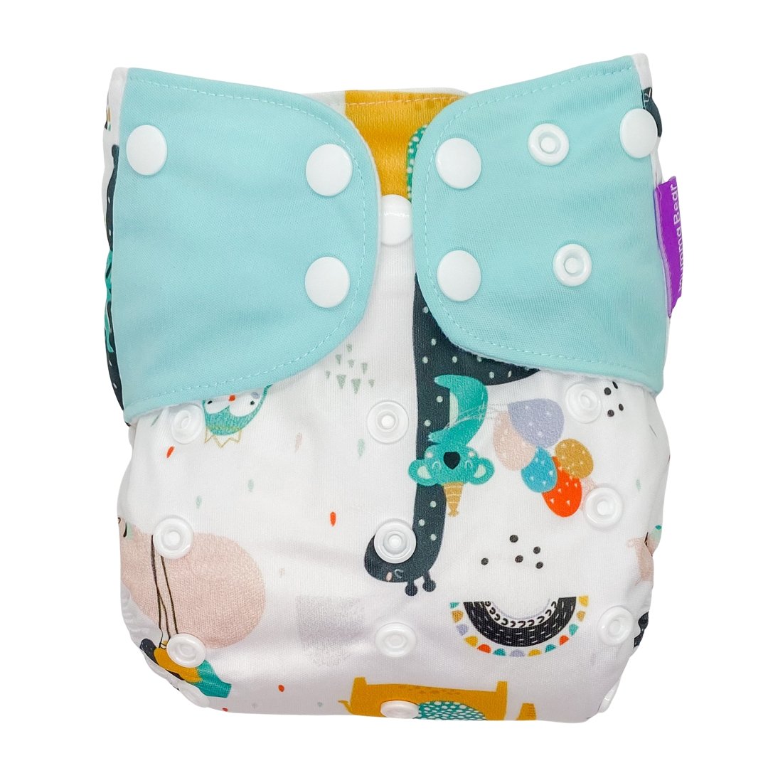 Suede Cloth Nappy - Party Animals - Mumma Bear Mum And Baby