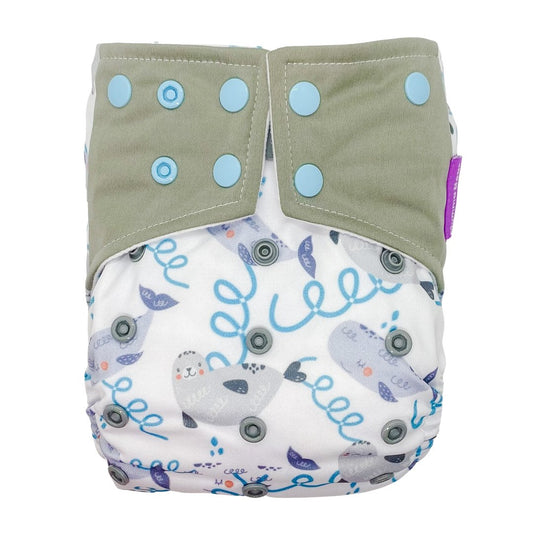 Suede Cloth Nappy - Seals & Whales - Mumma Bear Mum And Baby